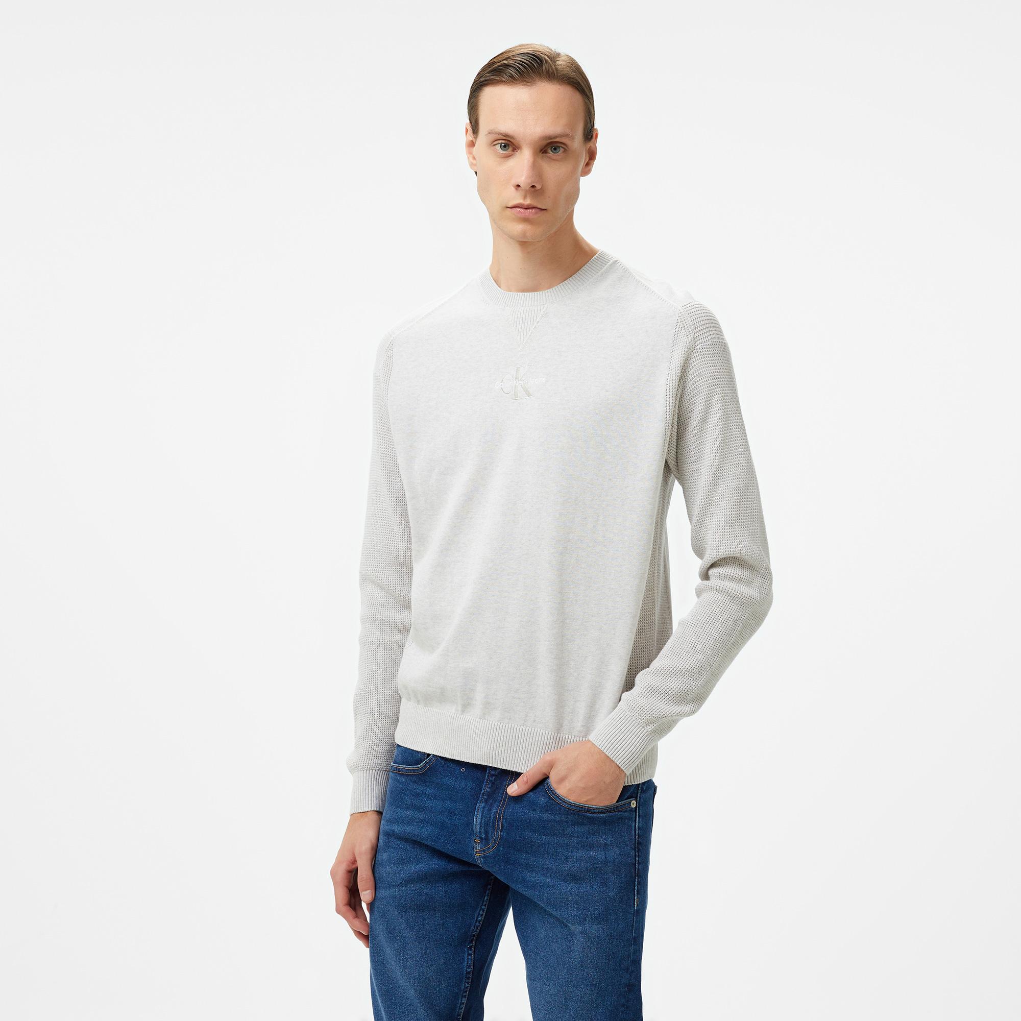 Calvin Klein Jeans Monologo Erkek Gri Kazak