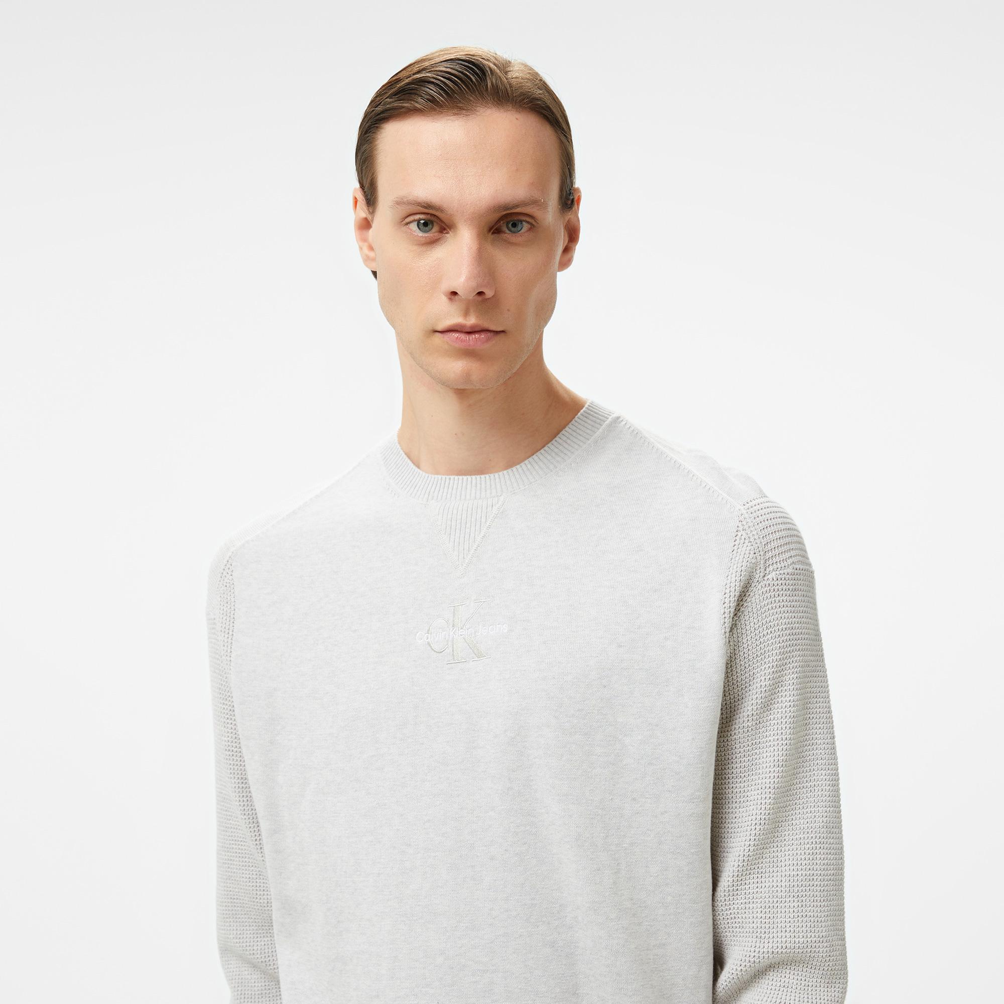 Calvin Klein Jeans Monologo Erkek Gri Kazak