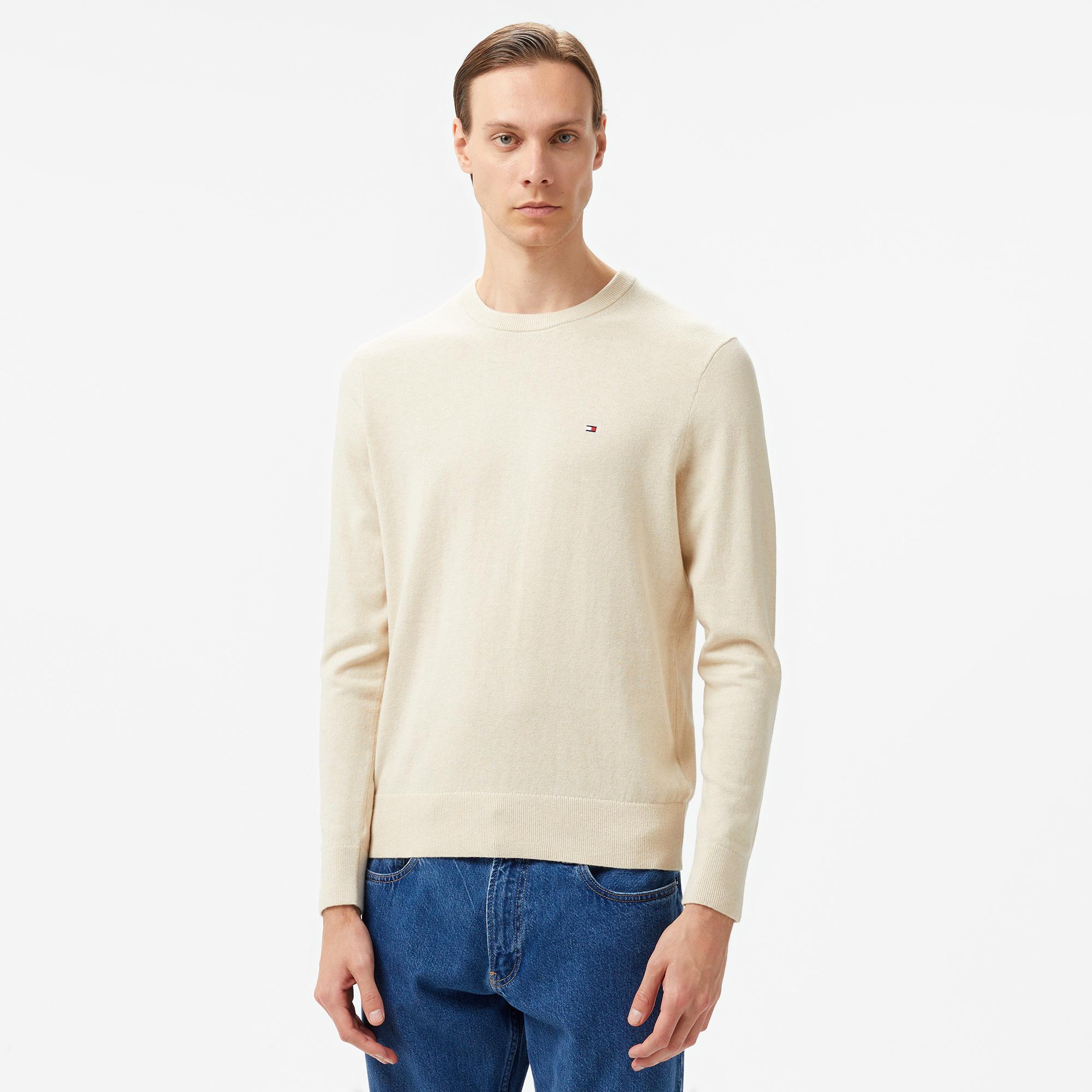 Tommy Hilfiger Pima Crew Neck Erkek Bej Kazak