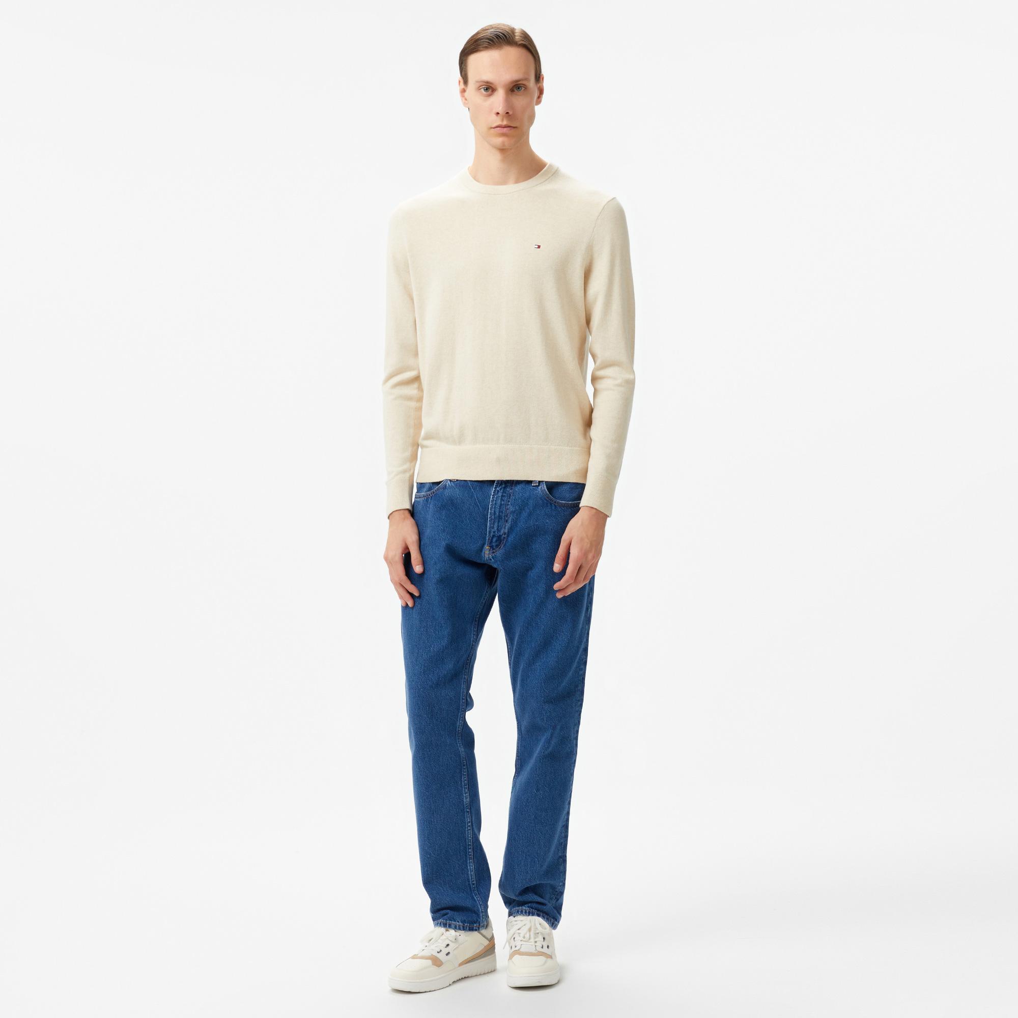 Tommy Hilfiger Pima Crew Neck Erkek Bej Kazak