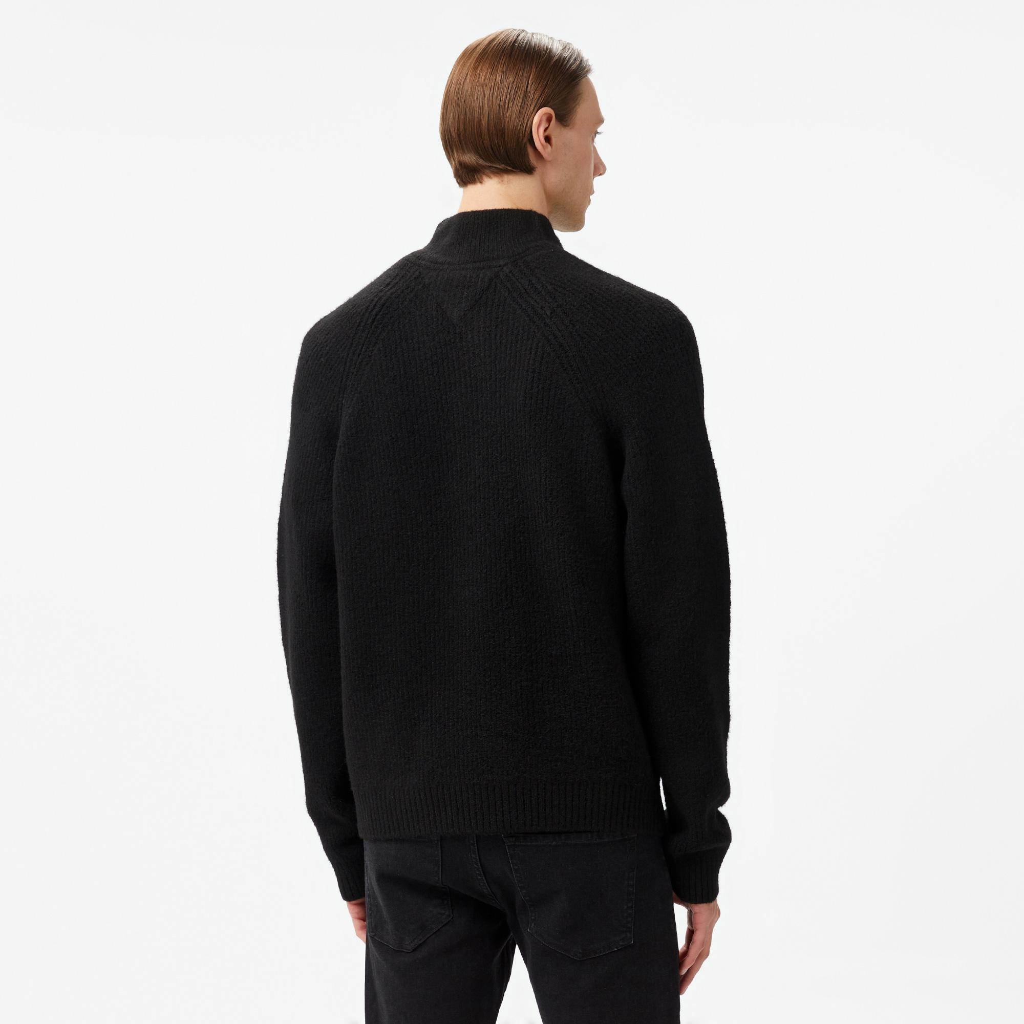 Tommy Hilfiger Jeans 1/4 Zip Raglan Badge Erkek Siyah Kazak