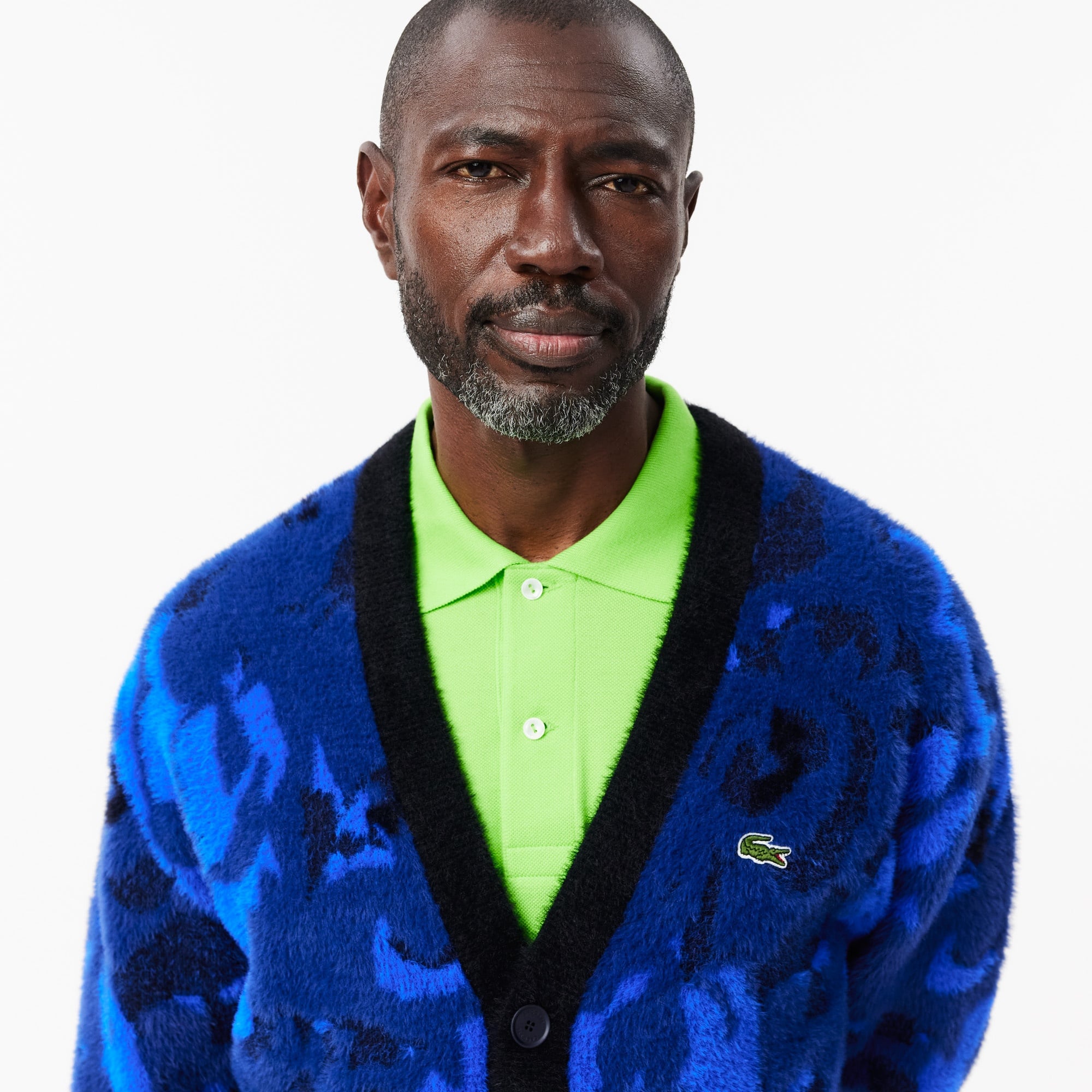 Erkek Relaxed Fit V Yaka Desenli Lacivert Hırka