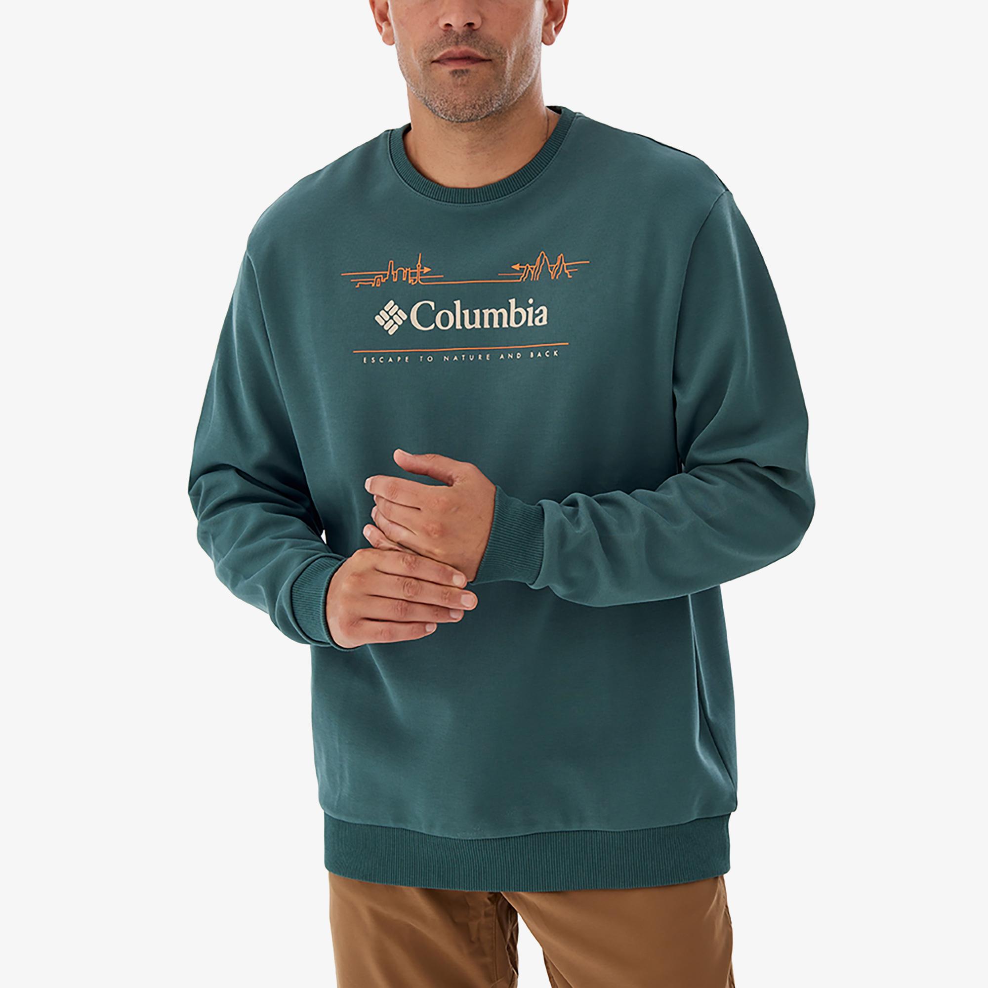 Columbia Nature And Back Crew Erkek Yeşil Sweatshirt