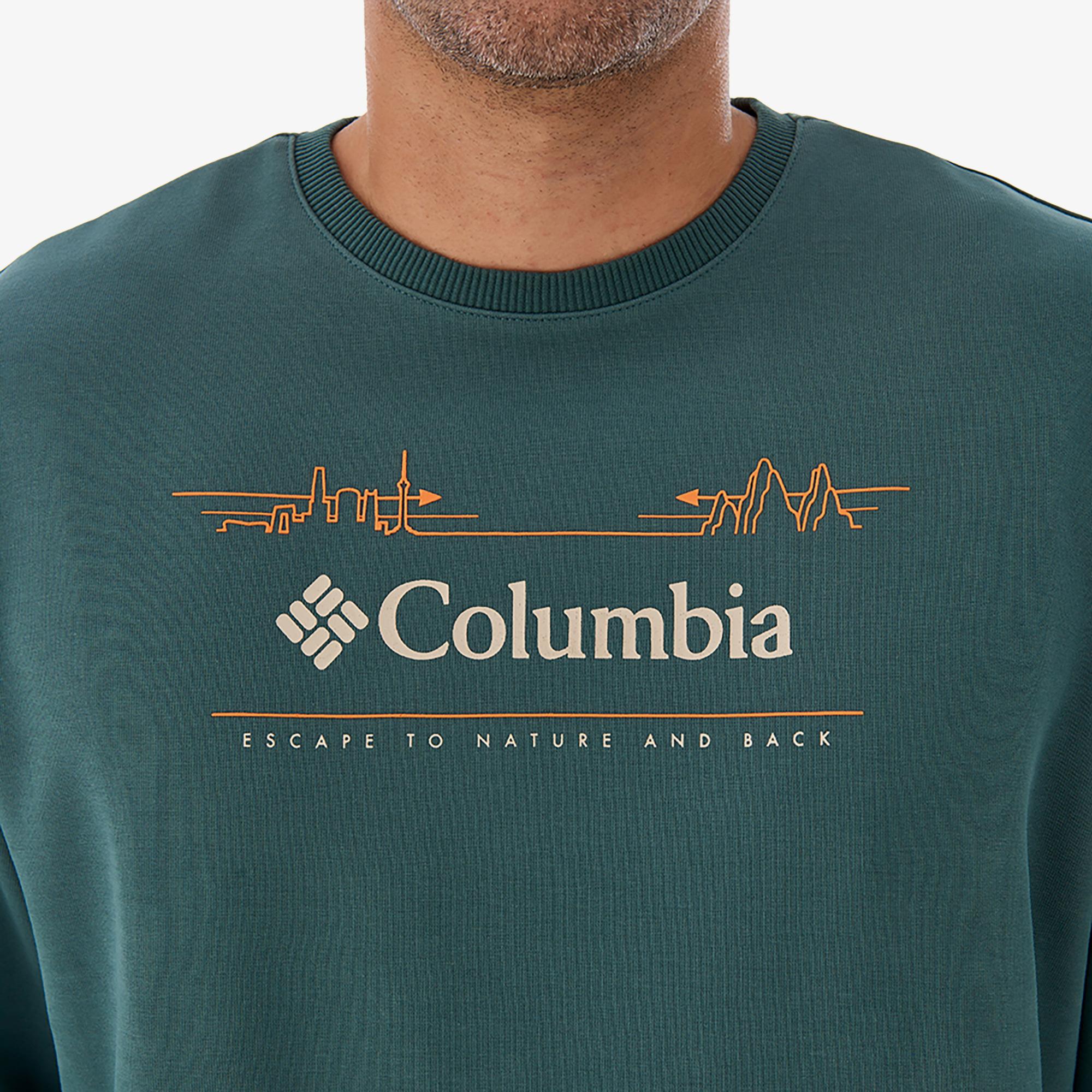 Columbia Nature And Back Crew Erkek Yeşil Sweatshirt