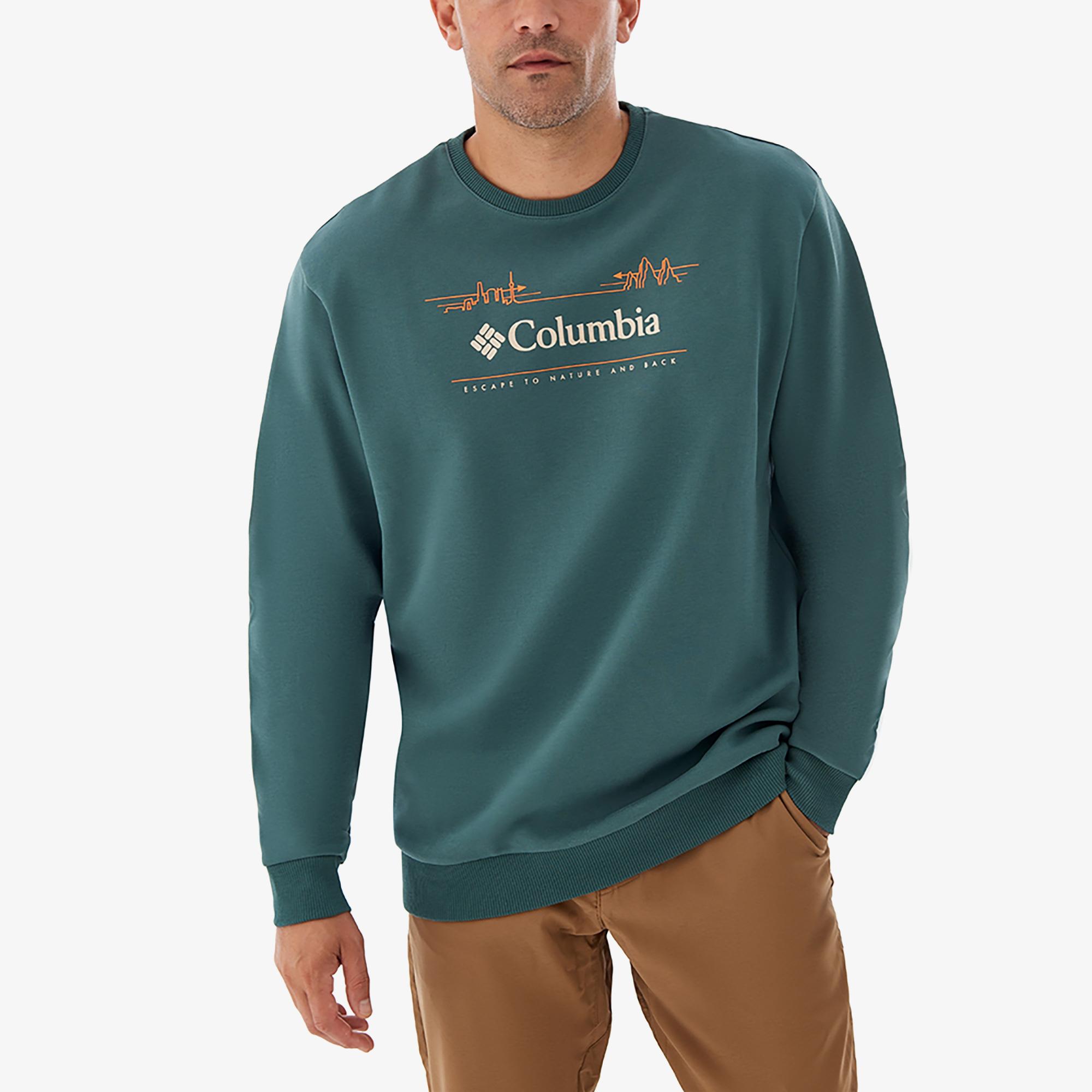 Columbia Nature And Back Crew Erkek Yeşil Sweatshirt
