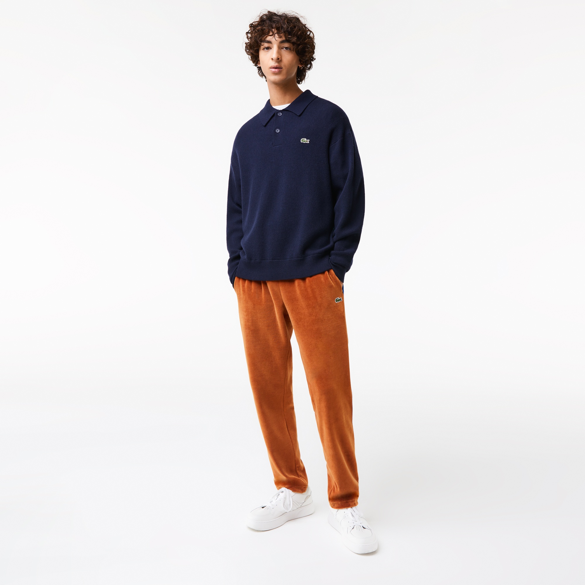 Erkek Relaxed Fit Polo Yaka Yün Lacivert Triko