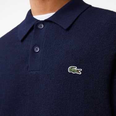  Erkek Relaxed Fit Polo Yaka Yün Lacivert Triko