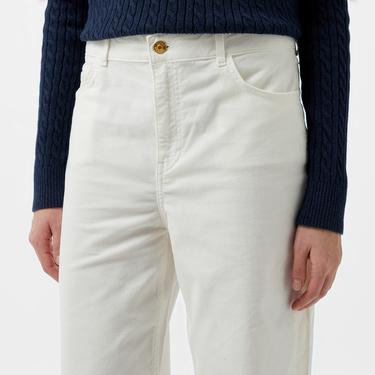  Tommy Hilfiger Corduroy Relaxed Straight Kadın Beyaz Pantolon