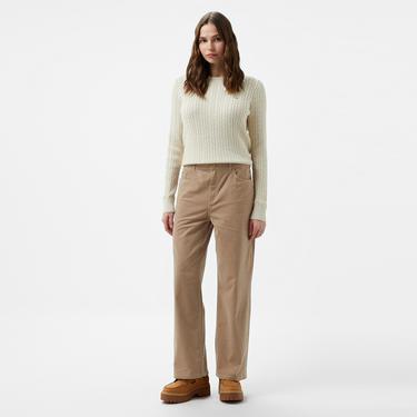  Tommy Hilfiger Corduroy Relaxed Straight Kadın Bej Pantolon