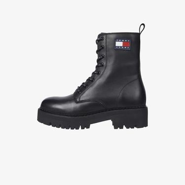  Tommy Jeans Cleat Chunky Sole Lace-Up Kadın Siyah Bot