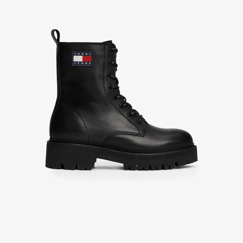  Tommy Jeans Cleat Chunky Sole Lace-Up Kadın Siyah Bot