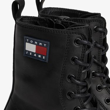  Tommy Jeans Cleat Chunky Sole Lace-Up Kadın Siyah Bot