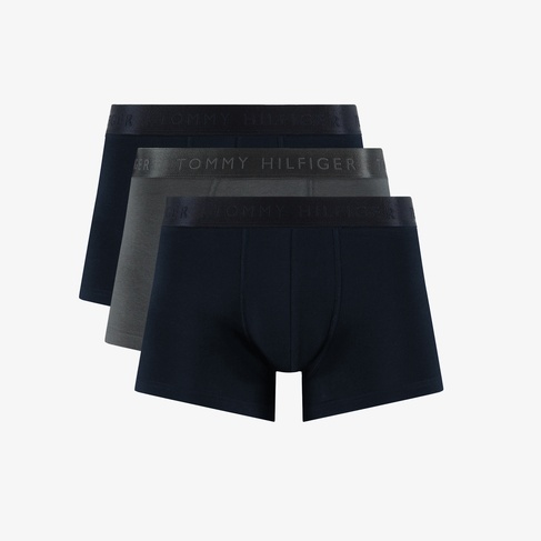  Tommy Hilfiger Trunk 3'lü Siyah Bantlı Erkek Siyah/Gri Boxer