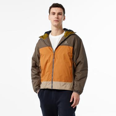  Converse Erkek Kapüşonlu Renk Bloklu Kahverengi Mont