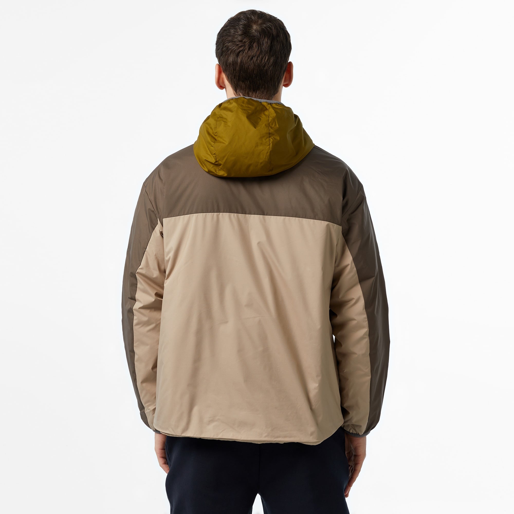 Converse Erkek Kapüşonlu Renk Bloklu Kahverengi Mont