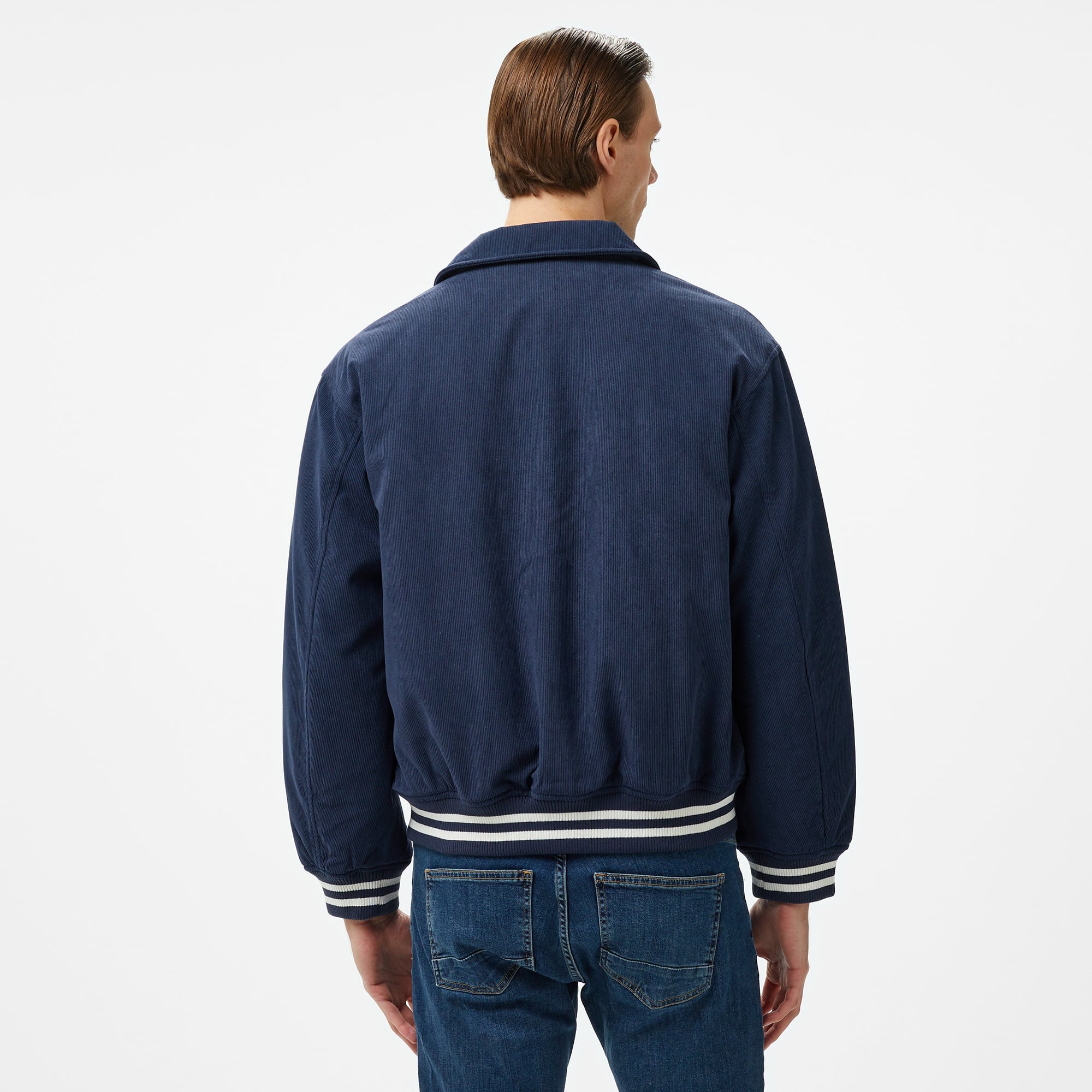 Tommy Jeans Crest Cord Letterman Erkek Mavi Ceket