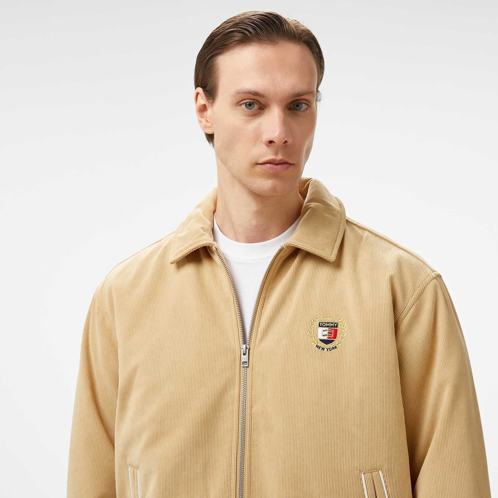 Tommy Jeans Crest Cord Letterman Erkek Bej Ceket