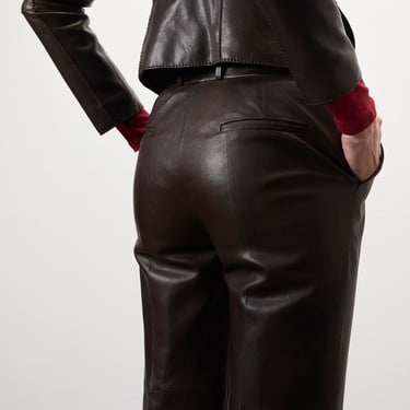  Setron Kahve Kadın Deri Pantolon