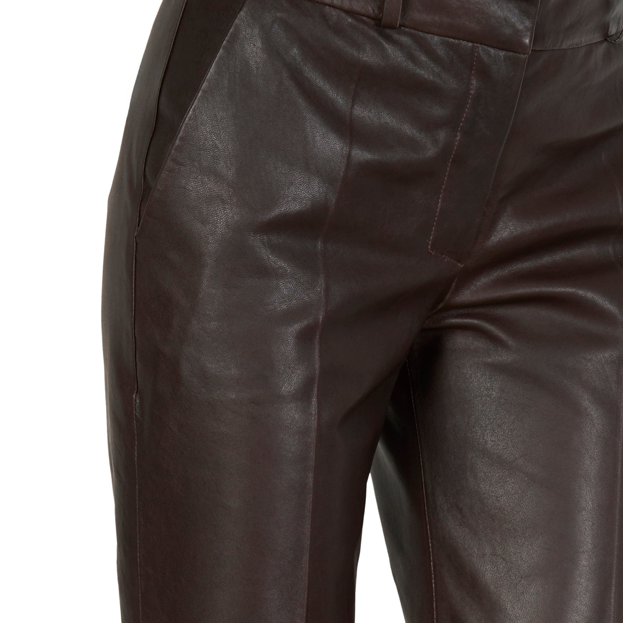 Setron Kahve Kadın Deri Pantolon