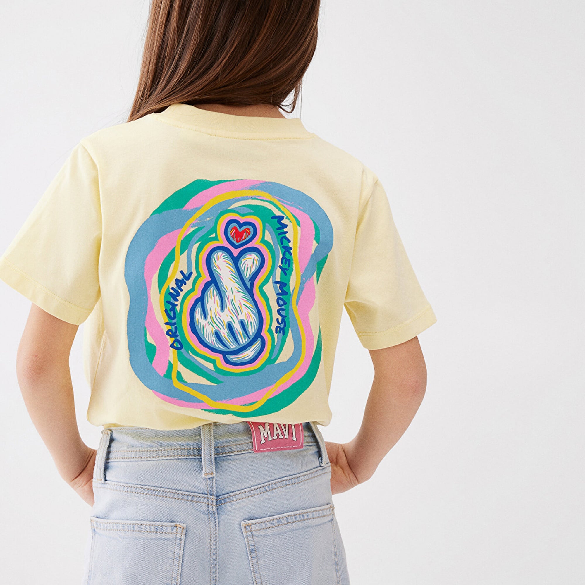 Mavi Mickey Mouse Baskılı Sarı Tişört Regular Fit / Normal Kesim 7610204-71305