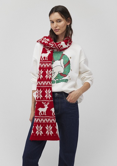  Mavi Yılbaşı Temalı Kırmızı Atkı 1913221-82054