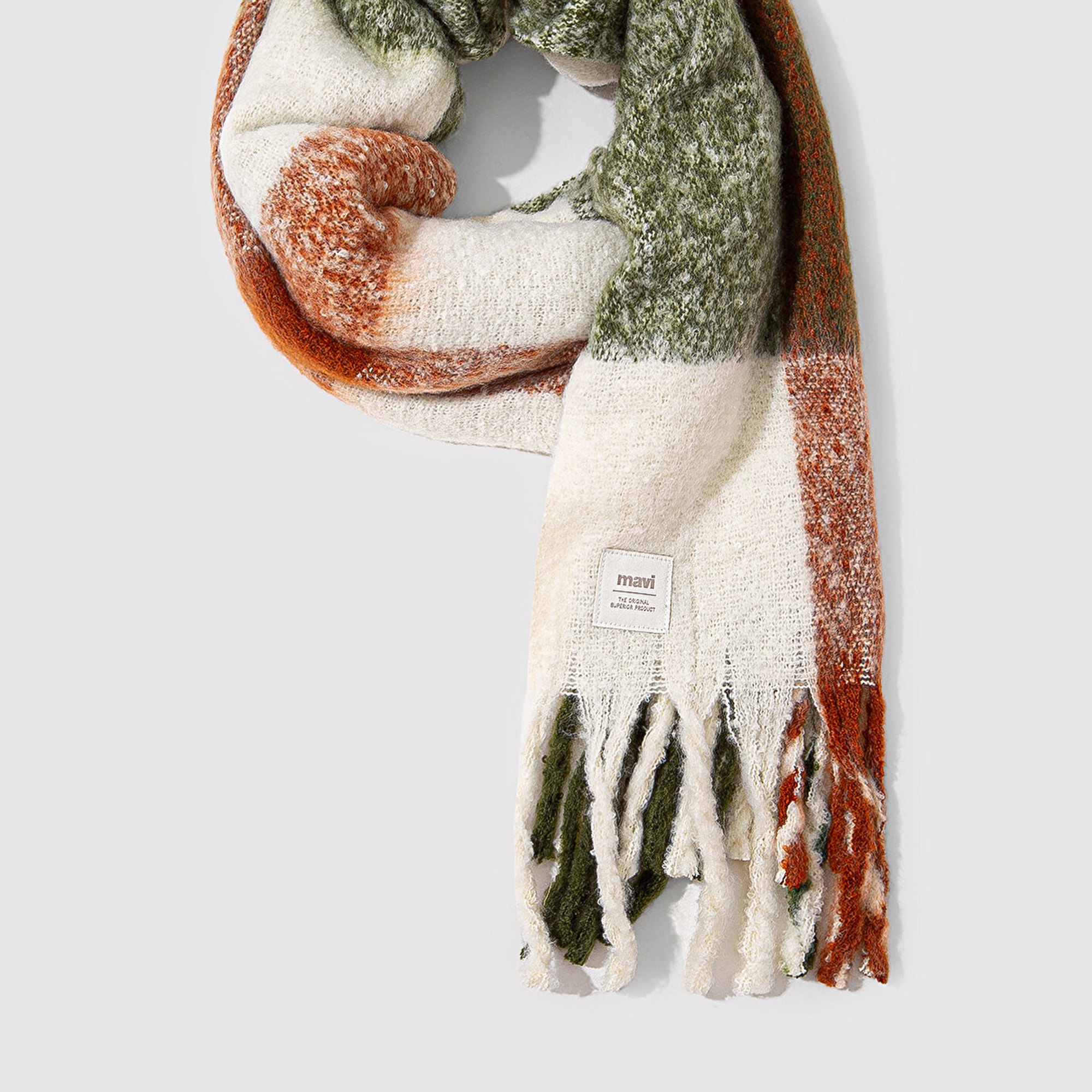 Mavi Püsküllü Kareli Atkı 1912809-28833