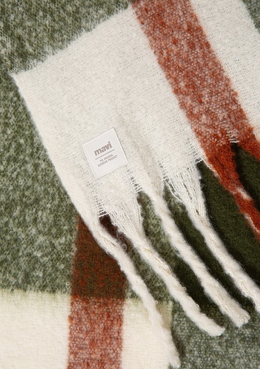  Mavi Püsküllü Kareli Atkı 1912809-28833