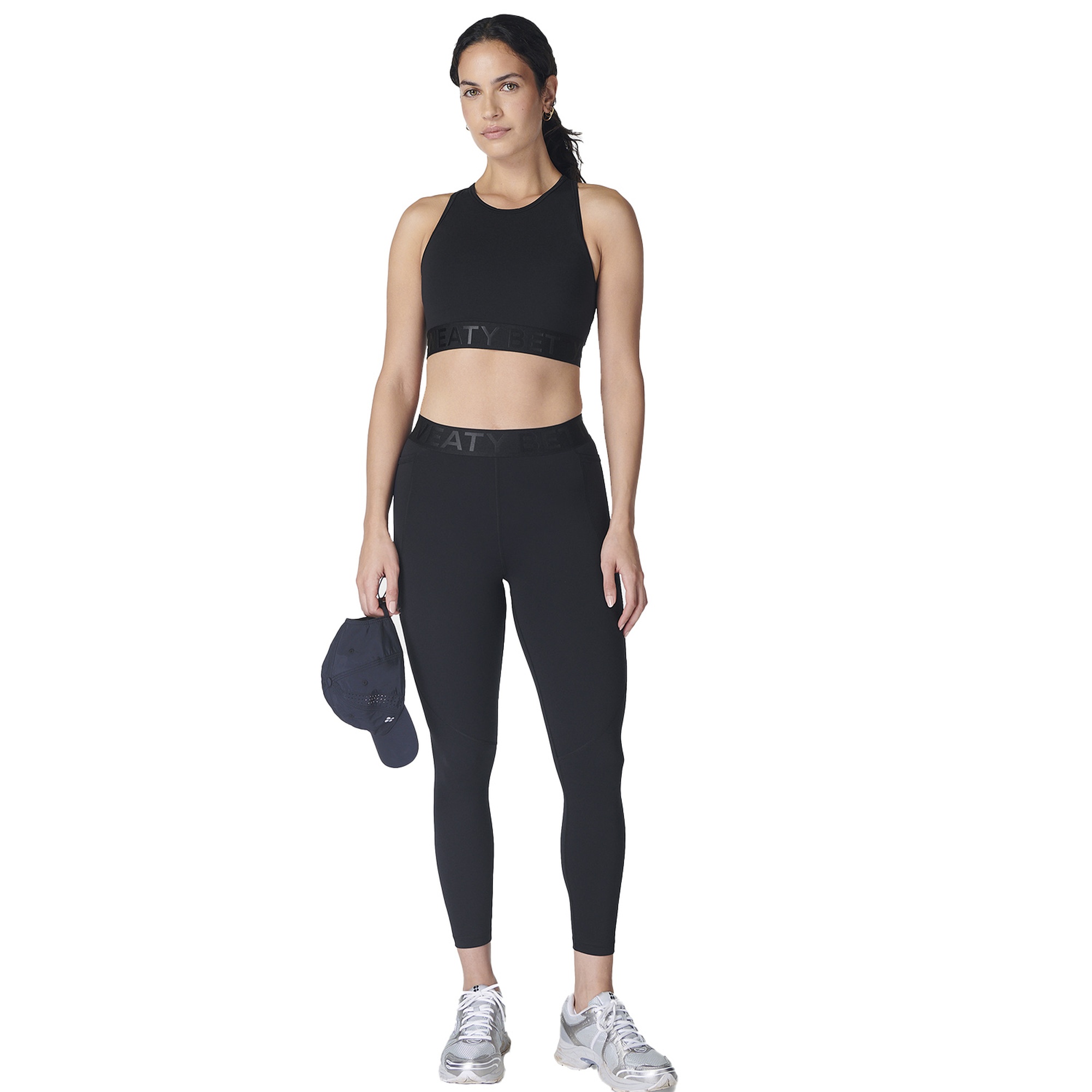 Sweaty Betty Power 7/8 Elastic Waist Gym Le Kadın Siyah Fitness Tayt
