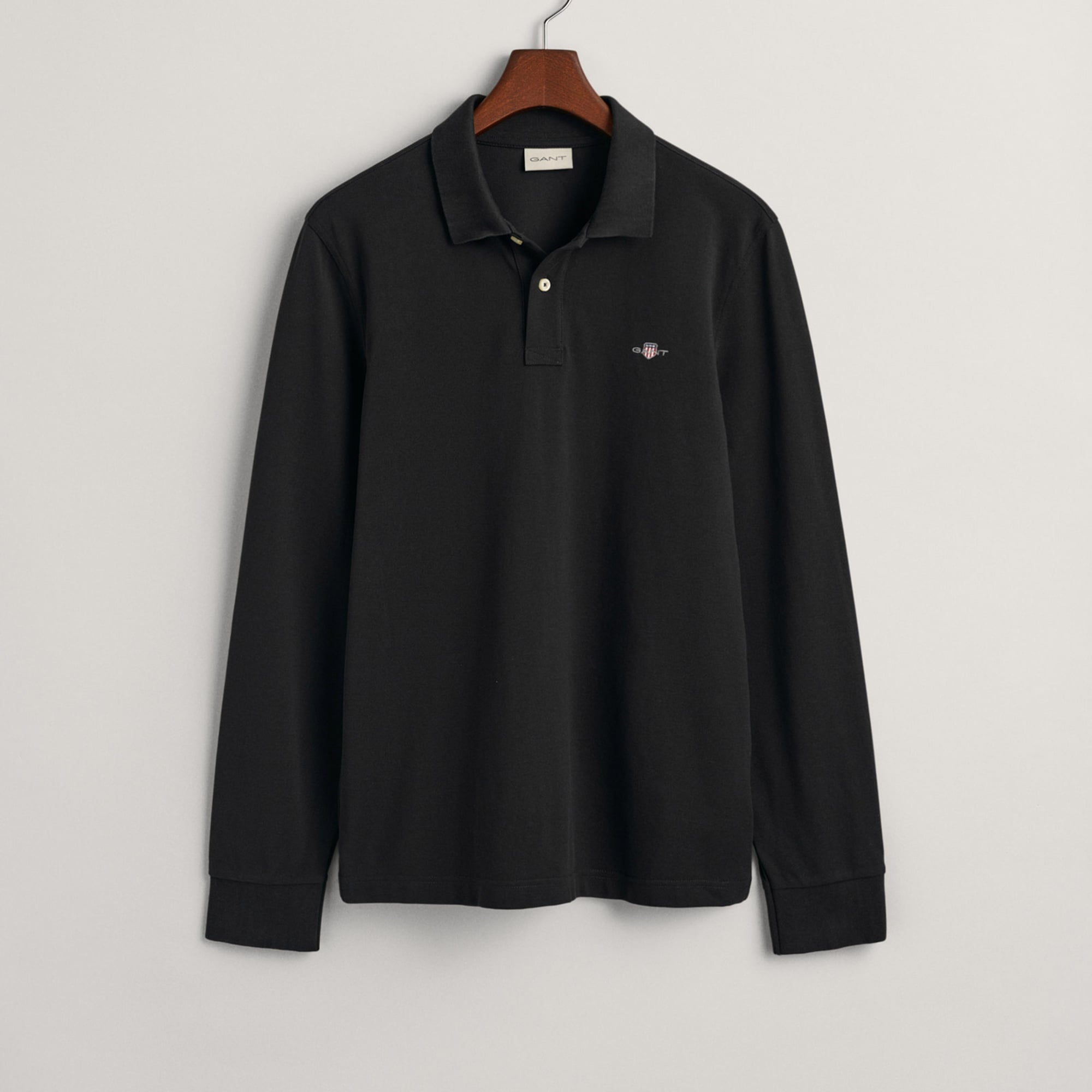 GANT Erkek Siyah Regular Fit Uzun Kollu Polo