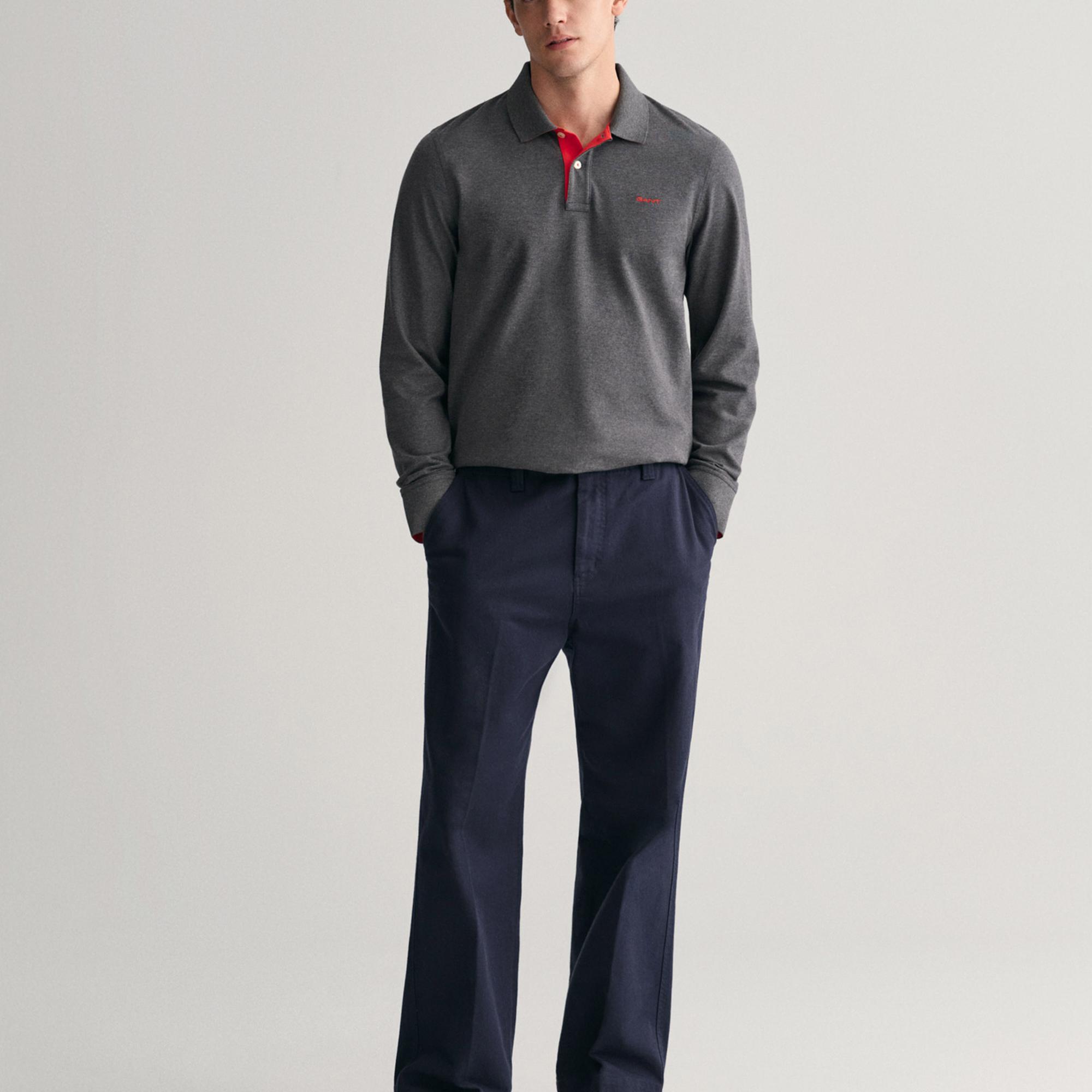 GANT Erkek Gri Regular Fit Polo