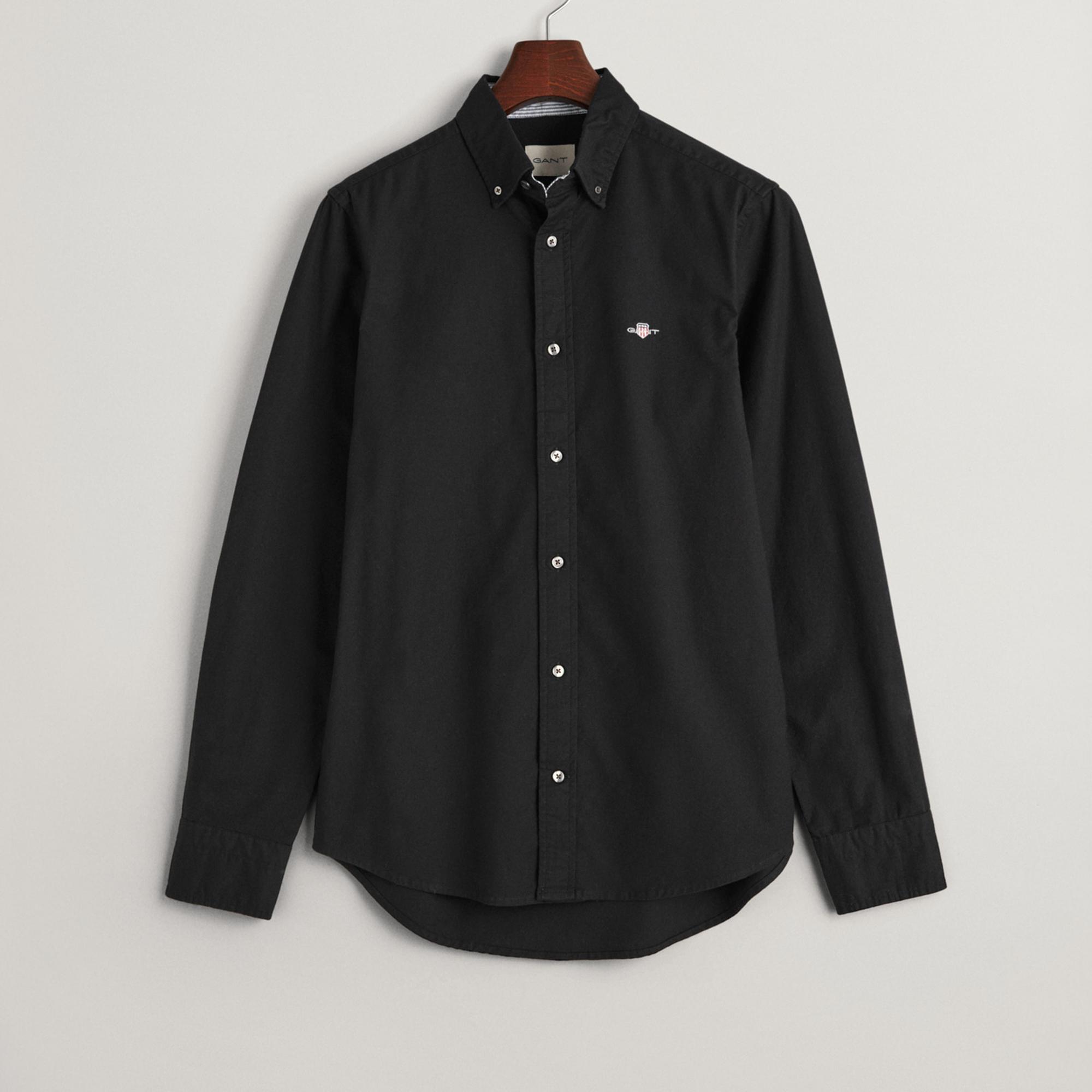 GANT Erkek Siyah Slim Fit Düğmeli Yaka Gömlek