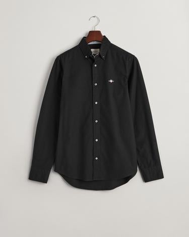  GANT Erkek Siyah Slim Fit Düğmeli Yaka Gömlek