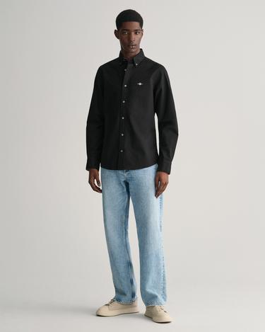 GANT Erkek Siyah Slim Fit Düğmeli Yaka Gömlek