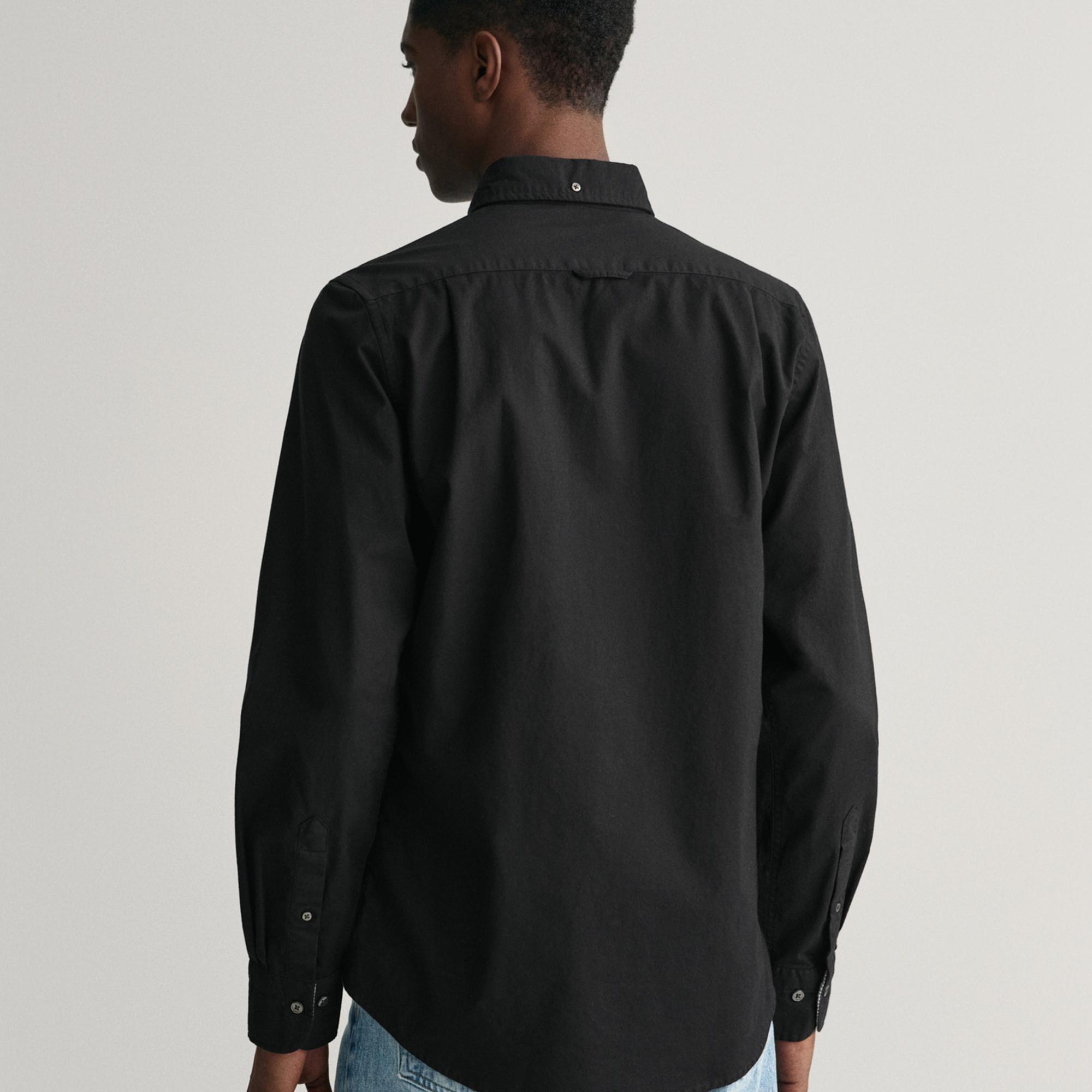 GANT Erkek Siyah Slim Fit Düğmeli Yaka Gömlek