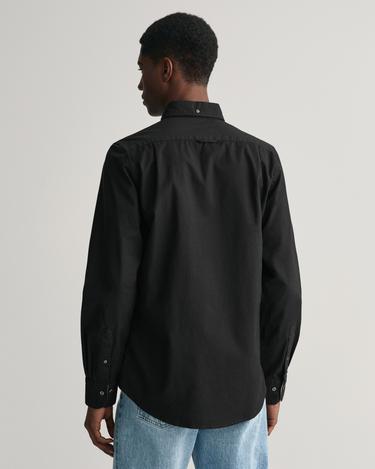  GANT Erkek Siyah Slim Fit Düğmeli Yaka Gömlek