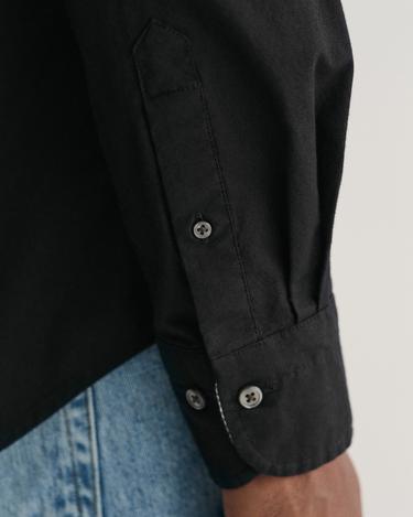  GANT Erkek Siyah Slim Fit Düğmeli Yaka Gömlek