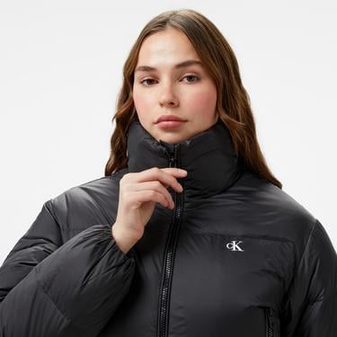  Calvin Klein Jeans Down Cropped Puffer Kadın Siyah Mont