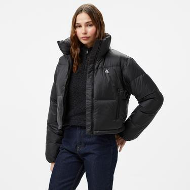  Calvin Klein Jeans Down Cropped Puffer Kadın Siyah Mont