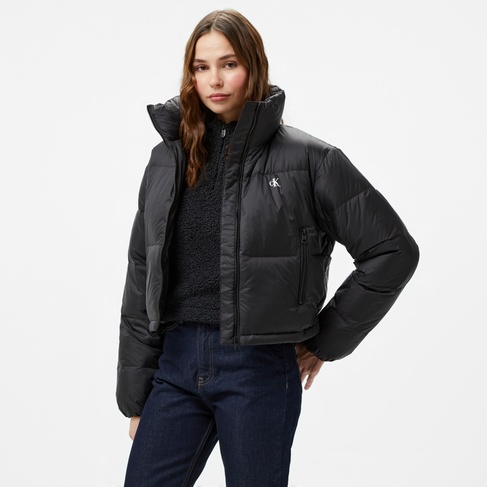  Calvin Klein Jeans Down Cropped Puffer Kadın Siyah Mont
