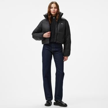  Calvin Klein Jeans Down Cropped Puffer Kadın Siyah Mont