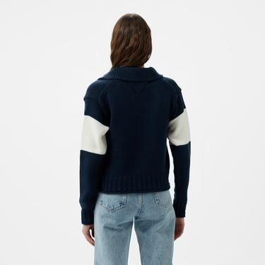  Tommy Hilfiger Jeans Flag Rugby Kadın Lacivert Kazak