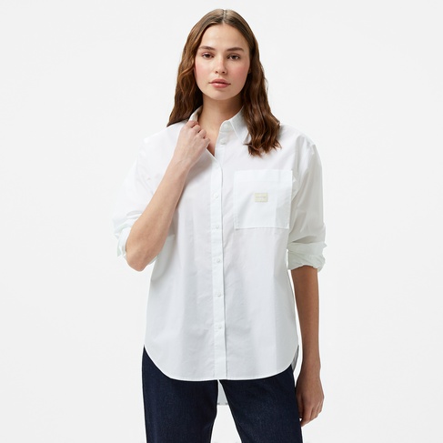  Calvin Klein Jeans Woven Label Relaxed Shırt Kadın Beyaz Gömlek