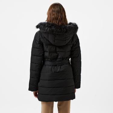  Calvin Klein Padded Scuba Belted Kadın Siyah Mont