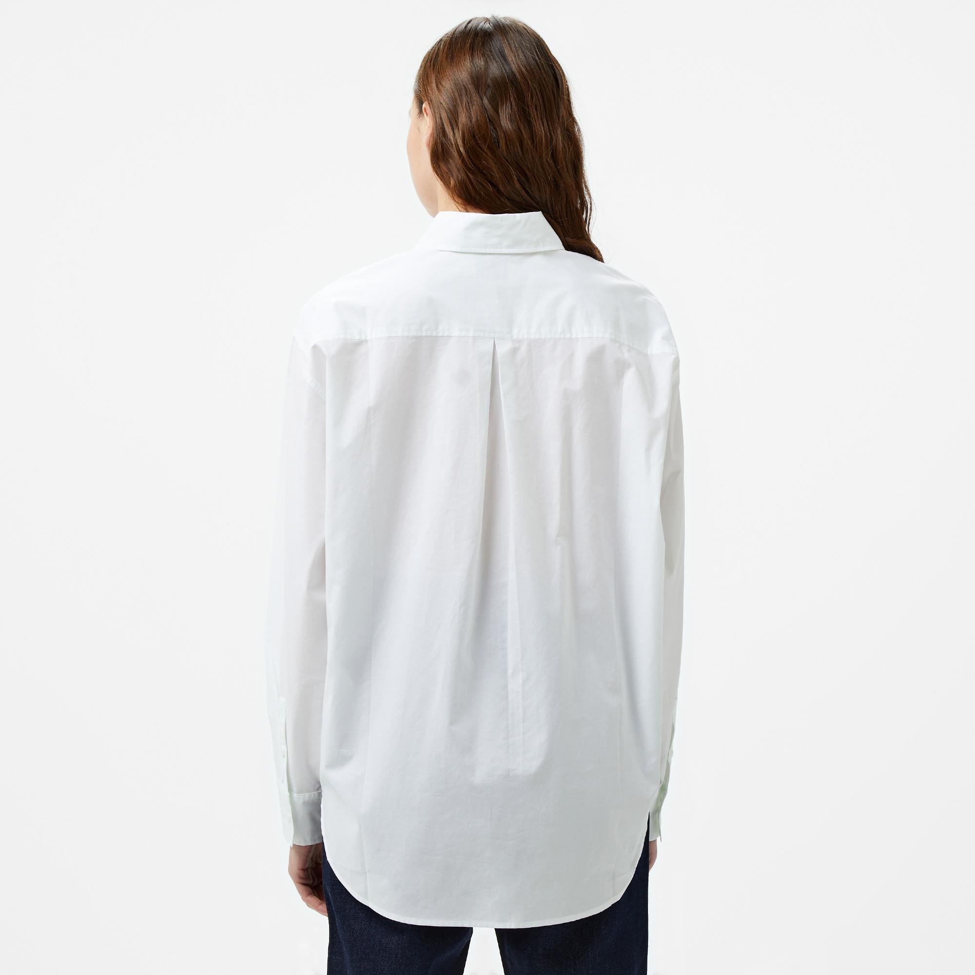 Calvin Klein Jeans Woven Label Relaxed Shırt Kadın Beyaz Gömlek