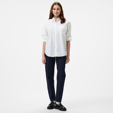  Calvin Klein Jeans Woven Label Relaxed Shırt Kadın Beyaz Gömlek