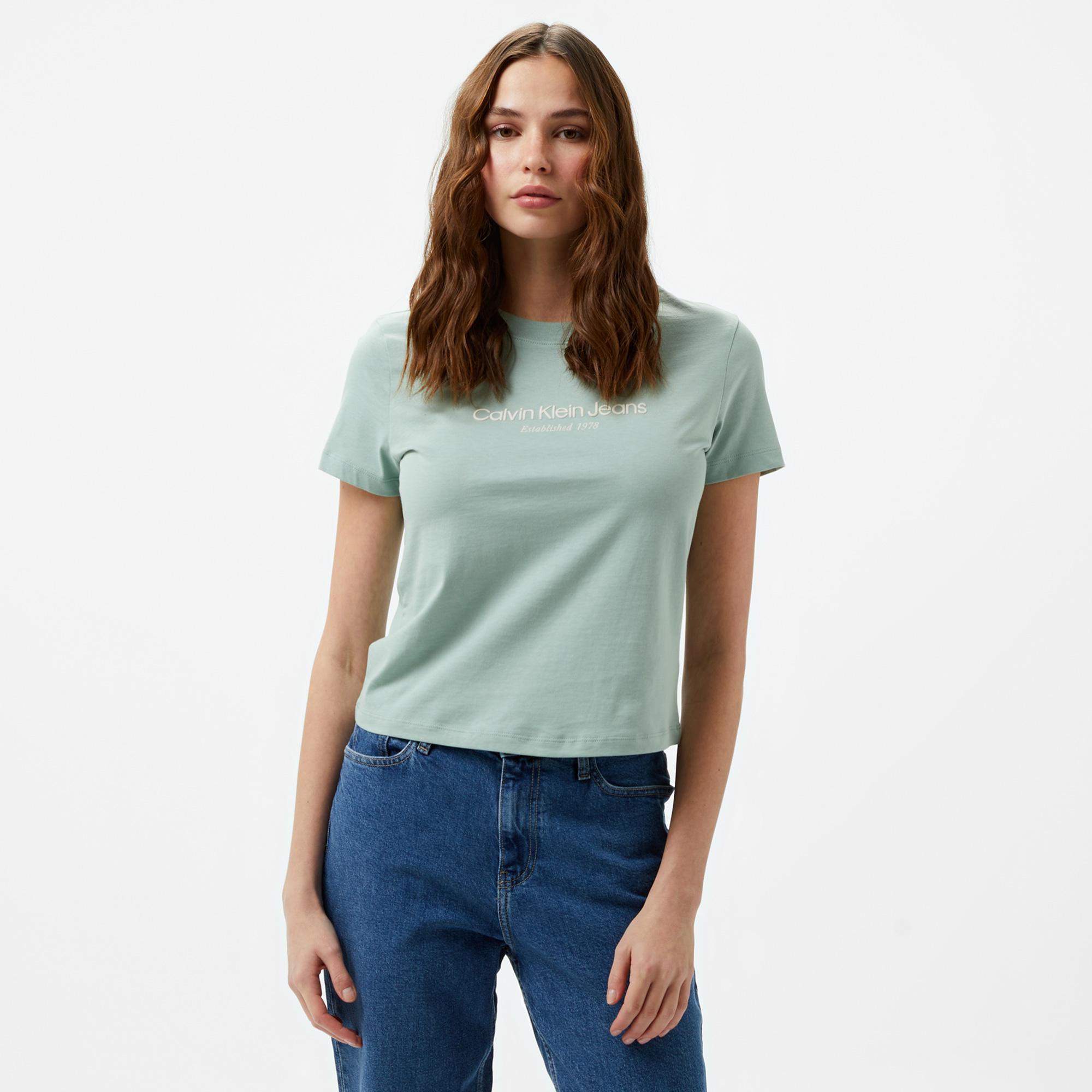 Calvin Klein Jeans institutional Graphic Baby Kadın Yeşil T-Shirt