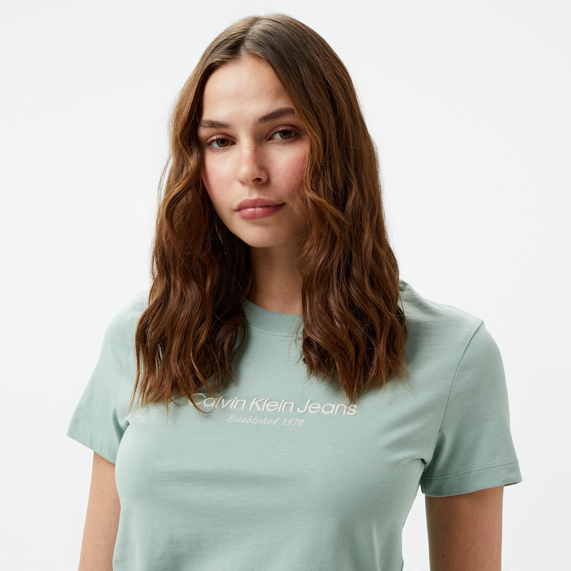 Calvin Klein Jeans institutional Graphic Baby Kadın Yeşil T-Shirt