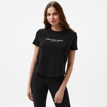  Calvin Klein Jeans institutional Graphic Baby Kadın Siyah T-Shirt