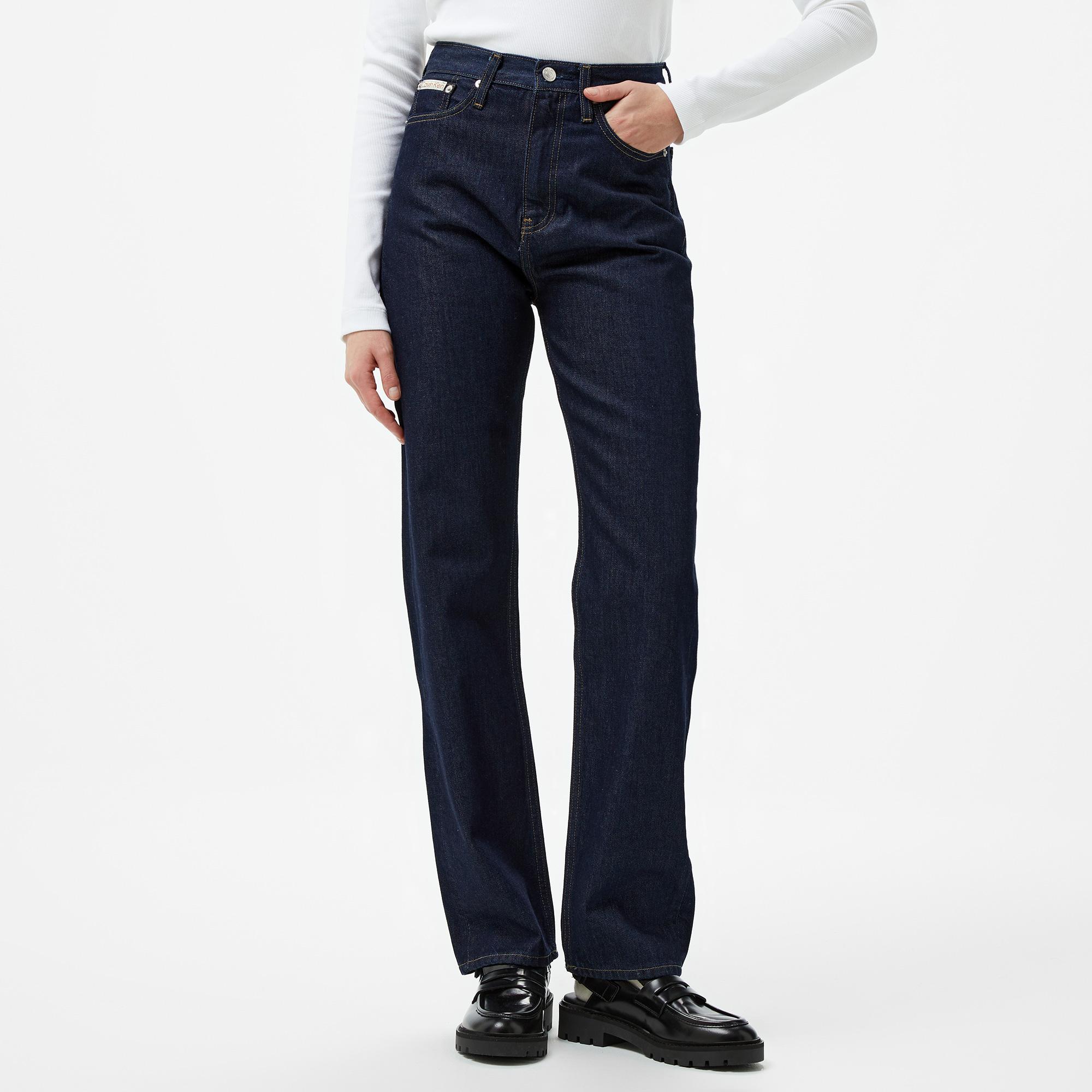 Calvin Klein Jeans High Rise Straight Kadın Lacivert Jean