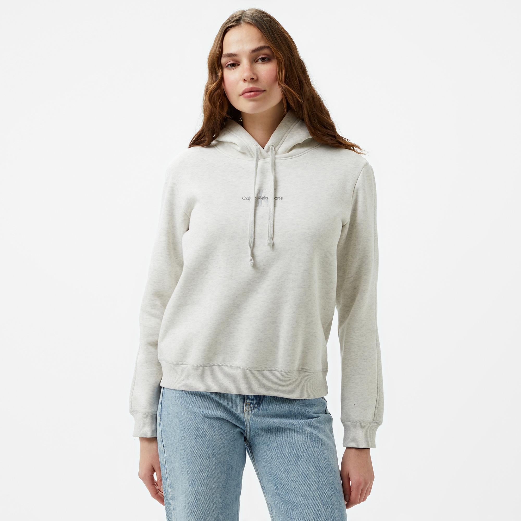 Calvin Klein Jeans Monologo Regular Kadın Gri Hoodie